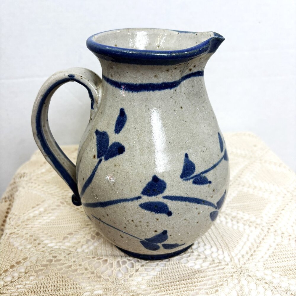 * Handcrafted Speckled Stoneware Clay Cottagecore Farm Ceramic Pitcher
